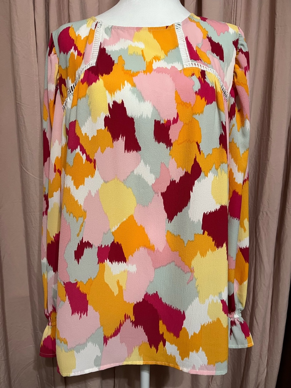 Colorblock Abstract Print Women's Blouse - Multicolor